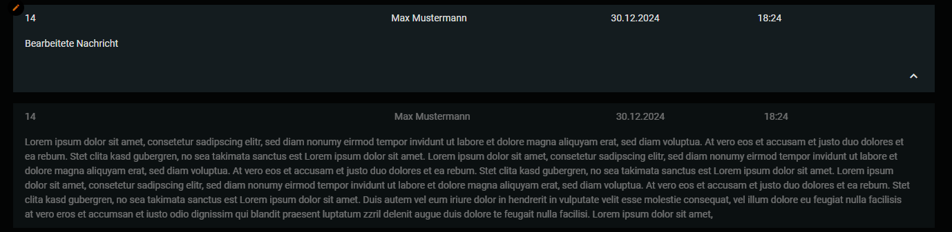 Detail-Bearbeitete Nachricht