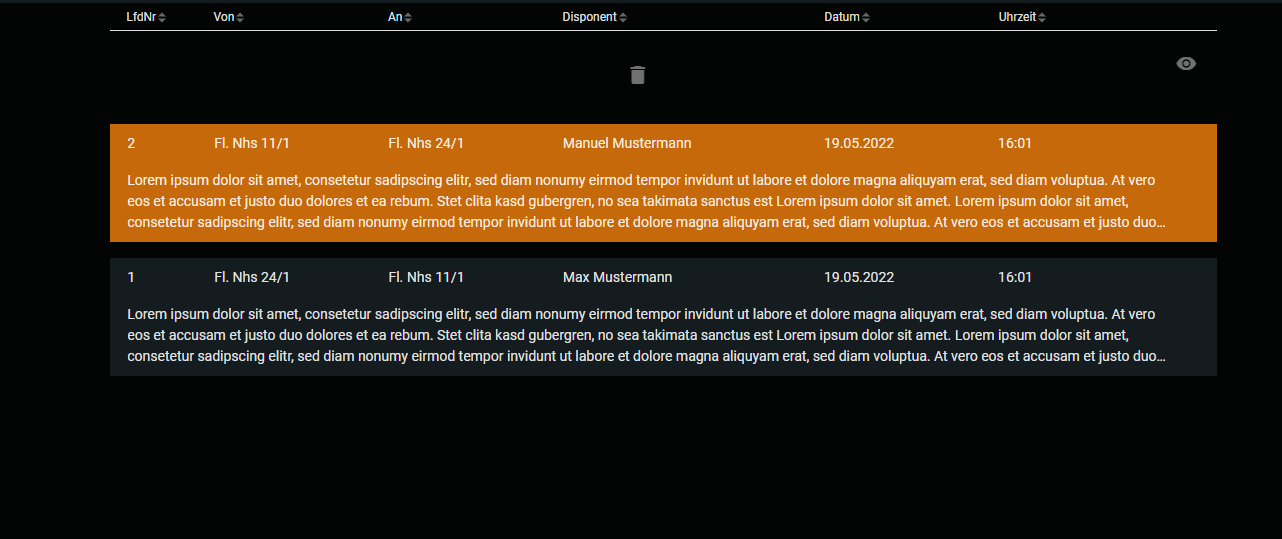 Darstellung von Eintr&auml;gen